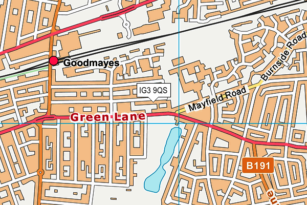 IG3 9QS map - OS VectorMap District (Ordnance Survey)