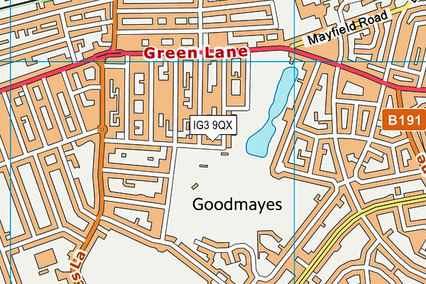 IG3 9QX map - OS VectorMap District (Ordnance Survey)