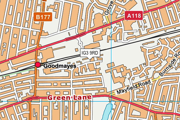 IG3 9RD map - OS VectorMap District (Ordnance Survey)