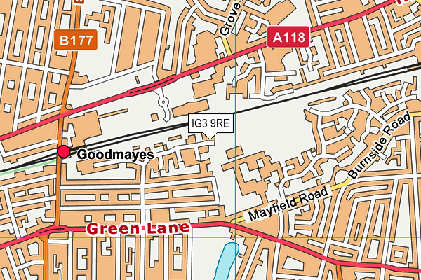 IG3 9RE map - OS VectorMap District (Ordnance Survey)