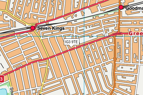 IG3 9TE map - OS VectorMap District (Ordnance Survey)