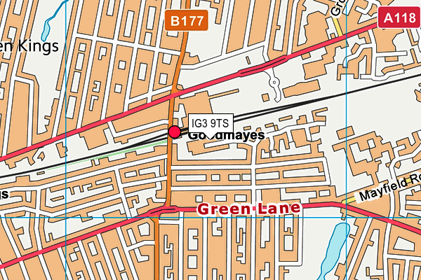 IG3 9TS map - OS VectorMap District (Ordnance Survey)