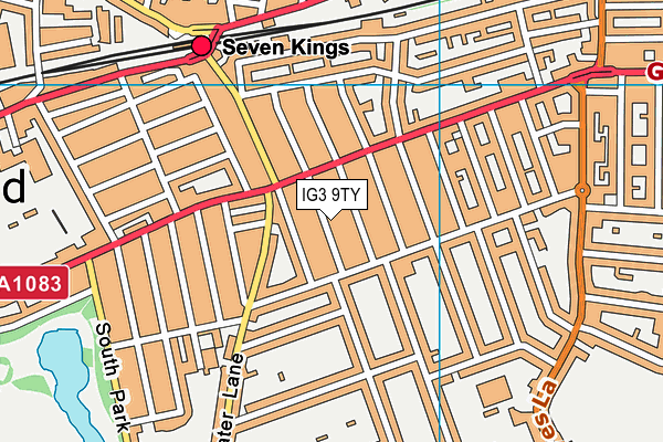 IG3 9TY map - OS VectorMap District (Ordnance Survey)