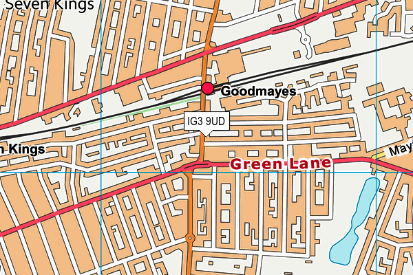 IG3 9UD map - OS VectorMap District (Ordnance Survey)