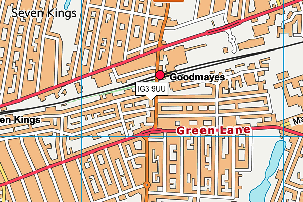 IG3 9UU map - OS VectorMap District (Ordnance Survey)