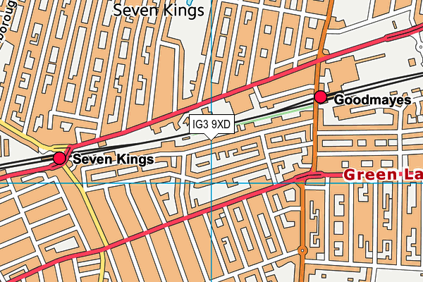 IG3 9XD map - OS VectorMap District (Ordnance Survey)