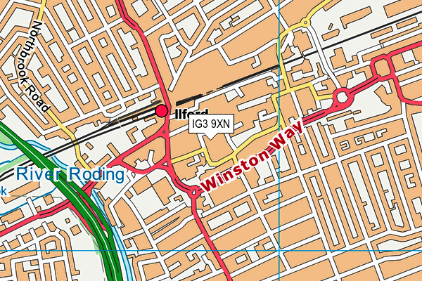 IG3 9XN map - OS VectorMap District (Ordnance Survey)