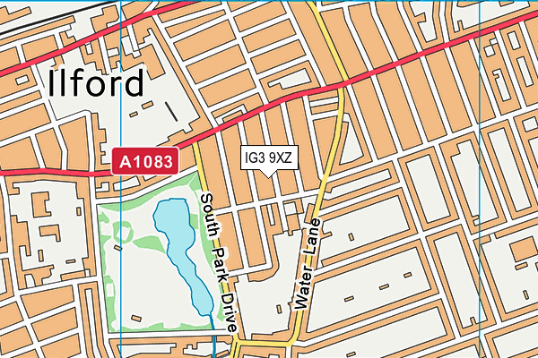 IG3 9XZ map - OS VectorMap District (Ordnance Survey)