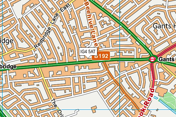 IG4 5AT map - OS VectorMap District (Ordnance Survey)