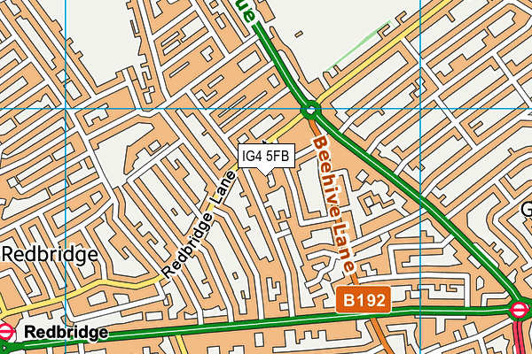 IG4 5FB map - OS VectorMap District (Ordnance Survey)
