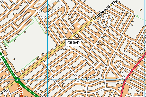 IG5 0AD map - OS VectorMap District (Ordnance Survey)
