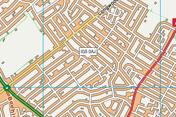 IG5 0AJ map - OS VectorMap District (Ordnance Survey)