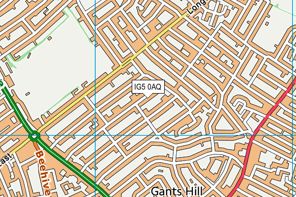 IG5 0AQ map - OS VectorMap District (Ordnance Survey)