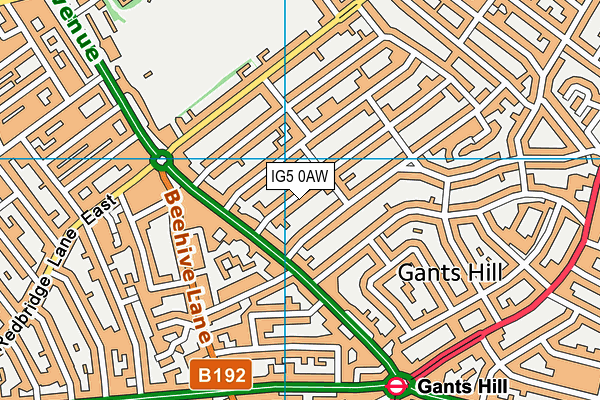 IG5 0AW map - OS VectorMap District (Ordnance Survey)