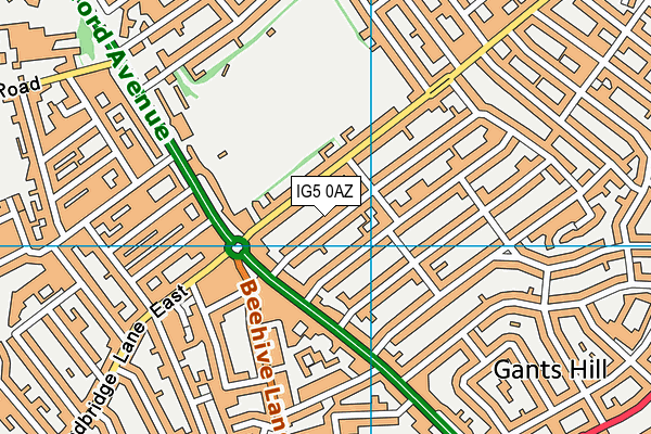 IG5 0AZ map - OS VectorMap District (Ordnance Survey)