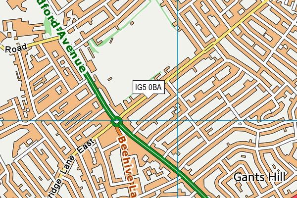 IG5 0BA map - OS VectorMap District (Ordnance Survey)