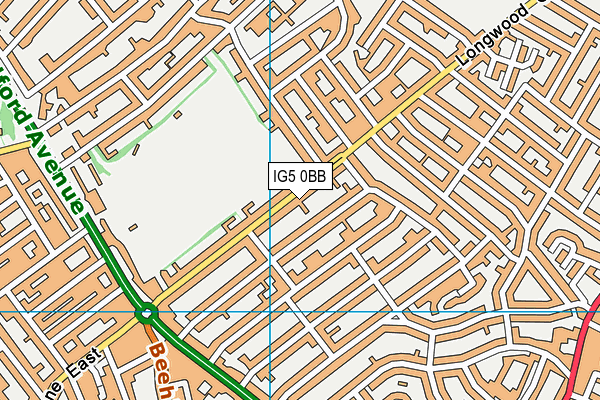 IG5 0BB map - OS VectorMap District (Ordnance Survey)