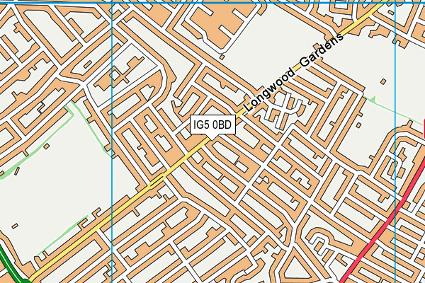 IG5 0BD map - OS VectorMap District (Ordnance Survey)