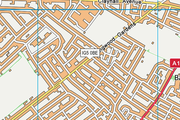 IG5 0BE map - OS VectorMap District (Ordnance Survey)