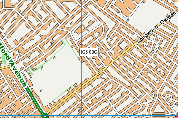 IG5 0BG map - OS VectorMap District (Ordnance Survey)