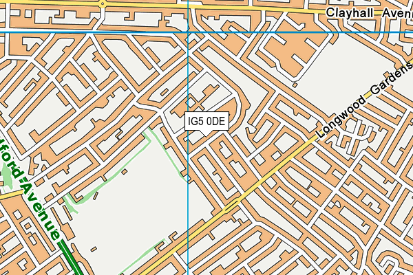 IG5 0DE map - OS VectorMap District (Ordnance Survey)