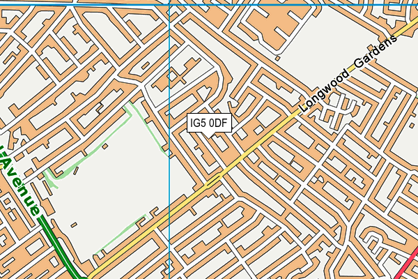 IG5 0DF map - OS VectorMap District (Ordnance Survey)