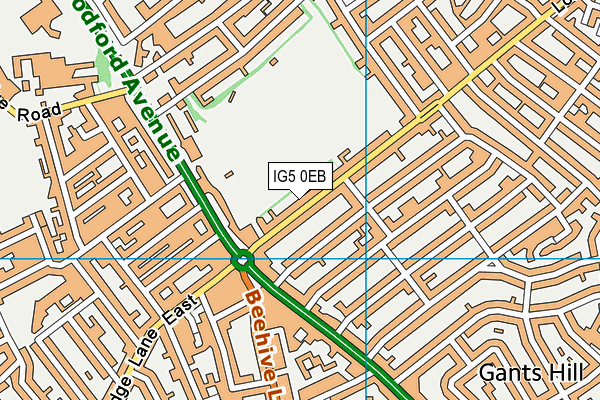 IG5 0EB map - OS VectorMap District (Ordnance Survey)