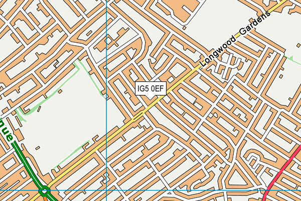 IG5 0EF map - OS VectorMap District (Ordnance Survey)