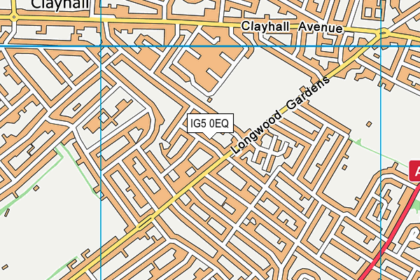IG5 0EQ map - OS VectorMap District (Ordnance Survey)
