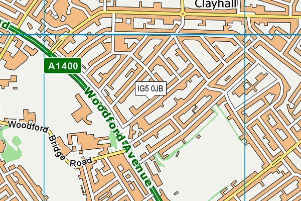 IG5 0JB map - OS VectorMap District (Ordnance Survey)