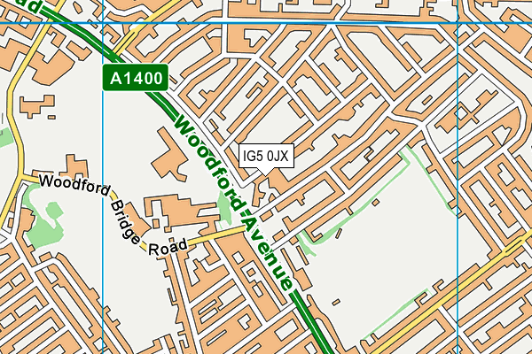 IG5 0JX map - OS VectorMap District (Ordnance Survey)