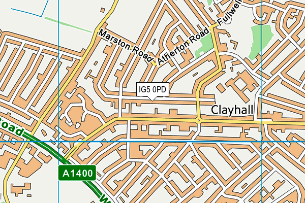 IG5 0PD map - OS VectorMap District (Ordnance Survey)