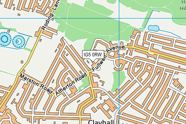 IG5 0RW map - OS VectorMap District (Ordnance Survey)