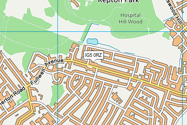 IG5 0RZ map - OS VectorMap District (Ordnance Survey)