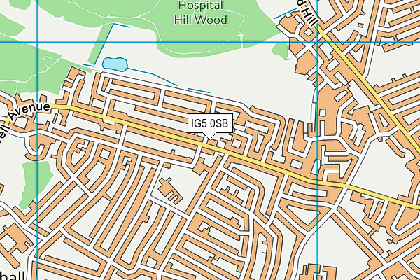 IG5 0SB map - OS VectorMap District (Ordnance Survey)