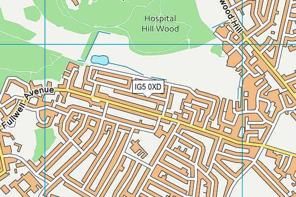 IG5 0XD map - OS VectorMap District (Ordnance Survey)