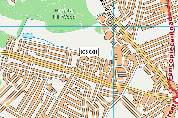 IG5 0XH map - OS VectorMap District (Ordnance Survey)