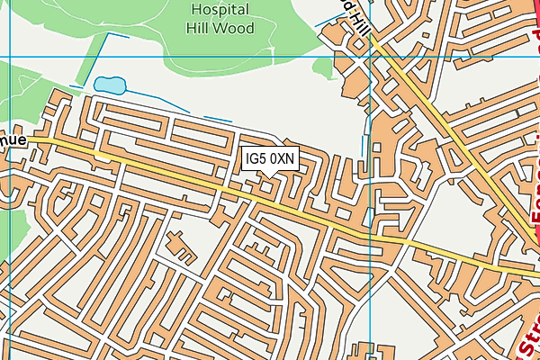 IG5 0XN map - OS VectorMap District (Ordnance Survey)