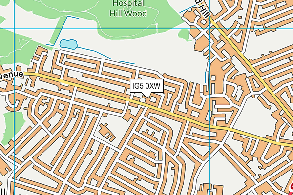 IG5 0XW map - OS VectorMap District (Ordnance Survey)