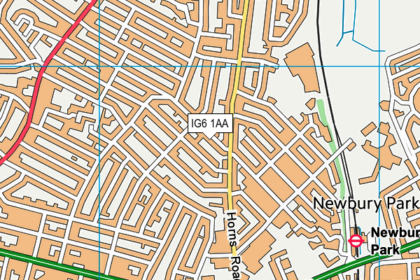 IG6 1AA map - OS VectorMap District (Ordnance Survey)