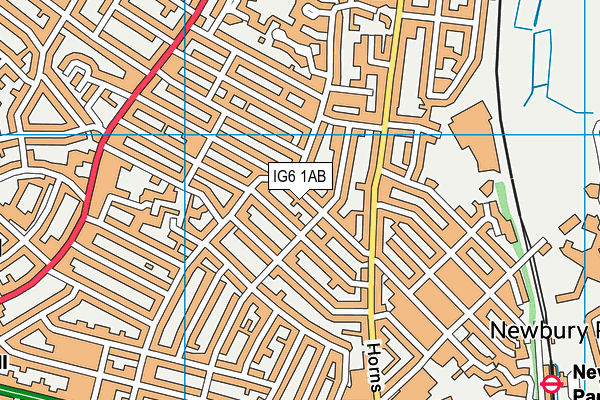 IG6 1AB map - OS VectorMap District (Ordnance Survey)