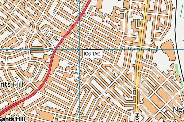 IG6 1AG map - OS VectorMap District (Ordnance Survey)