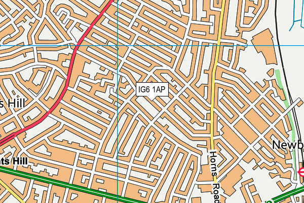 IG6 1AP map - OS VectorMap District (Ordnance Survey)
