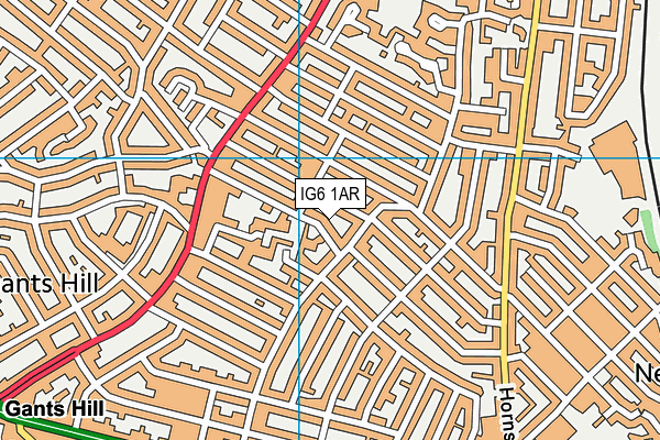 IG6 1AR map - OS VectorMap District (Ordnance Survey)