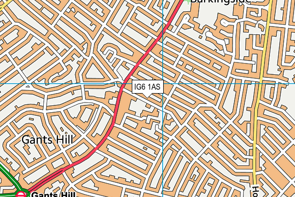 IG6 1AS map - OS VectorMap District (Ordnance Survey)