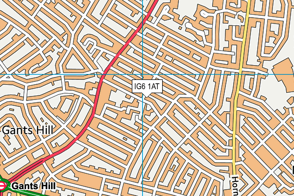 IG6 1AT map - OS VectorMap District (Ordnance Survey)