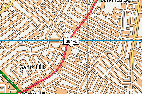 IG6 1AU map - OS VectorMap District (Ordnance Survey)