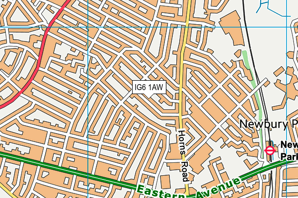 IG6 1AW map - OS VectorMap District (Ordnance Survey)