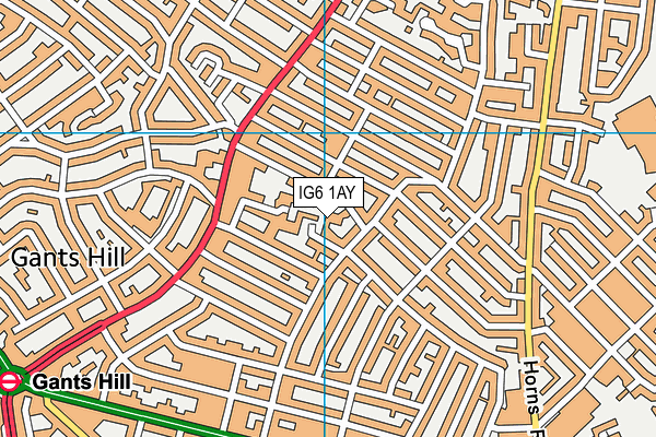 IG6 1AY map - OS VectorMap District (Ordnance Survey)