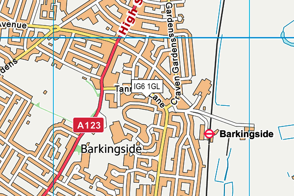 IG6 1GL map - OS VectorMap District (Ordnance Survey)